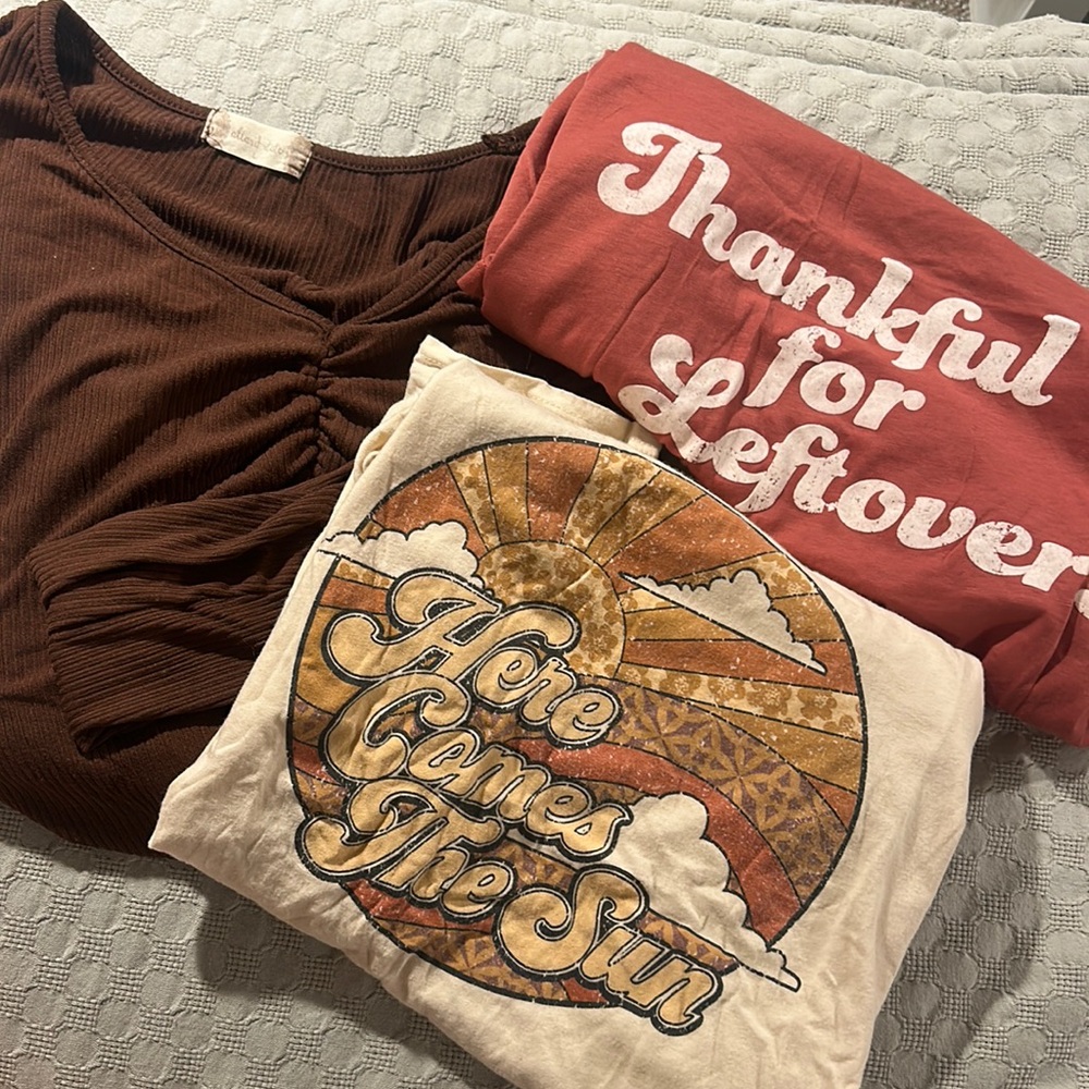 Altar’d State Fall Bundle -  Long Sleeve Body suit & 2 Graphic T-Shirts